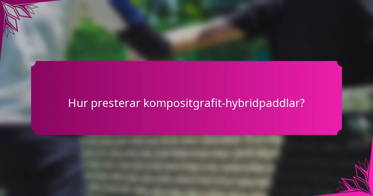 Hur presterar kompositgrafit-hybridpaddlar?