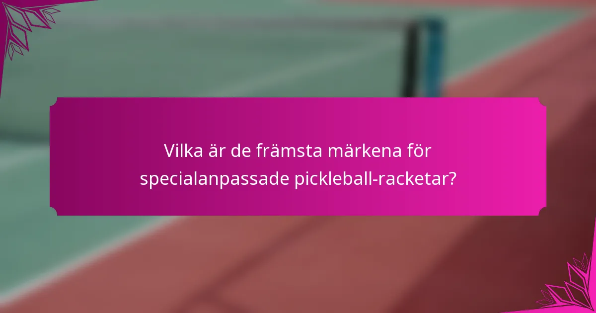 Vilka är de främsta märkena för specialanpassade pickleball-racketar?