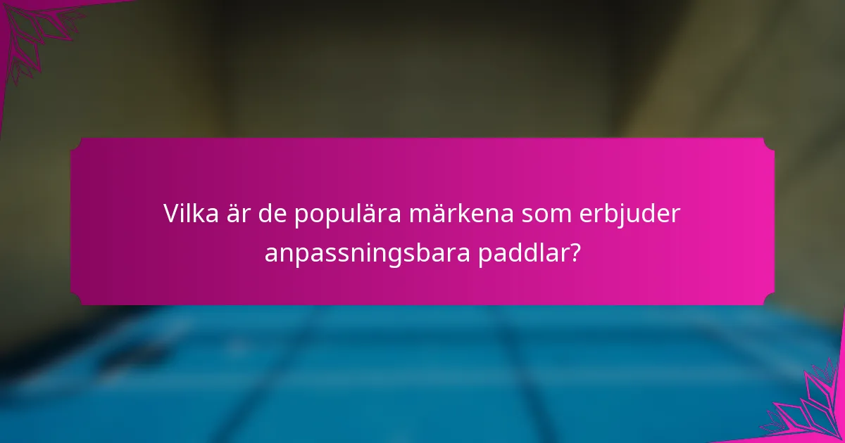 Vilka är de populära märkena som erbjuder anpassningsbara paddlar?