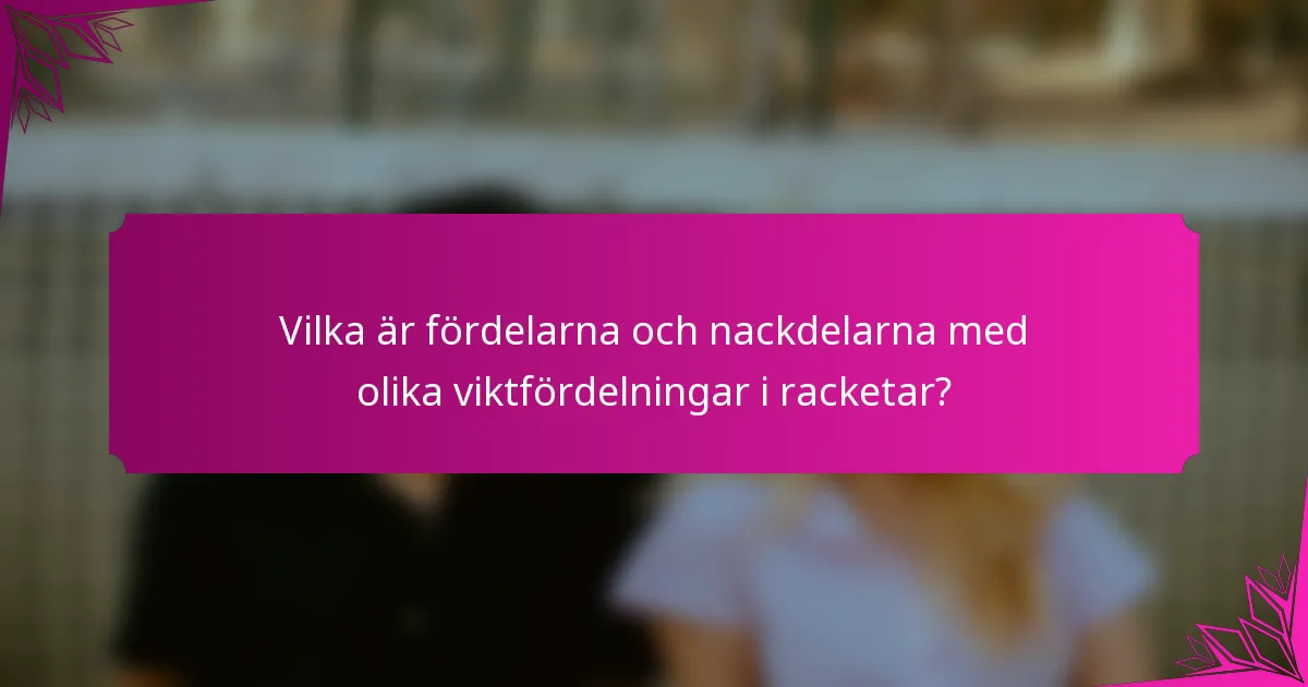 Vilka är fördelarna och nackdelarna med olika viktfördelningar i racketar?